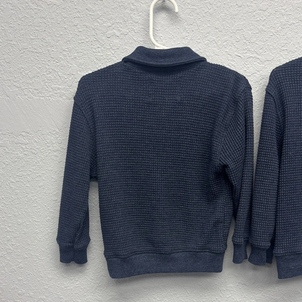 Old Navy Kids 2T+3T Coord Set of Waffled Dark Blue Polo LS Shirts w Pocket. GUC